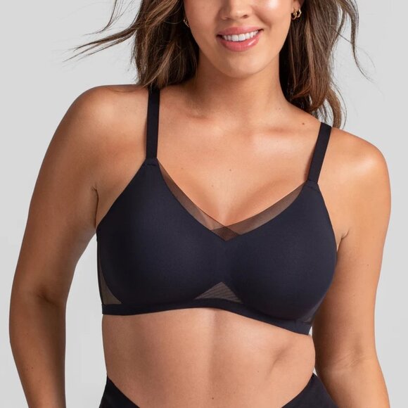 Honeylove Crossover Bra 1X NEW Runway Black Nude Mesh Smoothing Padded - Picture 1 of 6